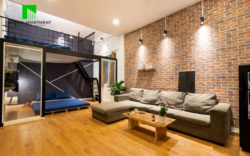 Rustic loft studio apartment for rent in HCMC