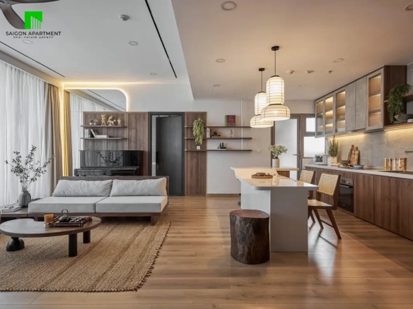 Japandi style spacious 3-bedroom apartment for rent in Empire City District 2