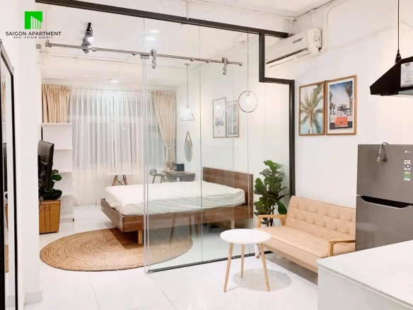 Minimalist District 1 1 bedroom serviced apartment for rent in HCMC