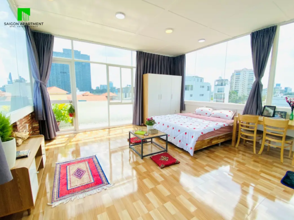 Bright & airy serviced studio for rent in Binh Thanh district HCMC