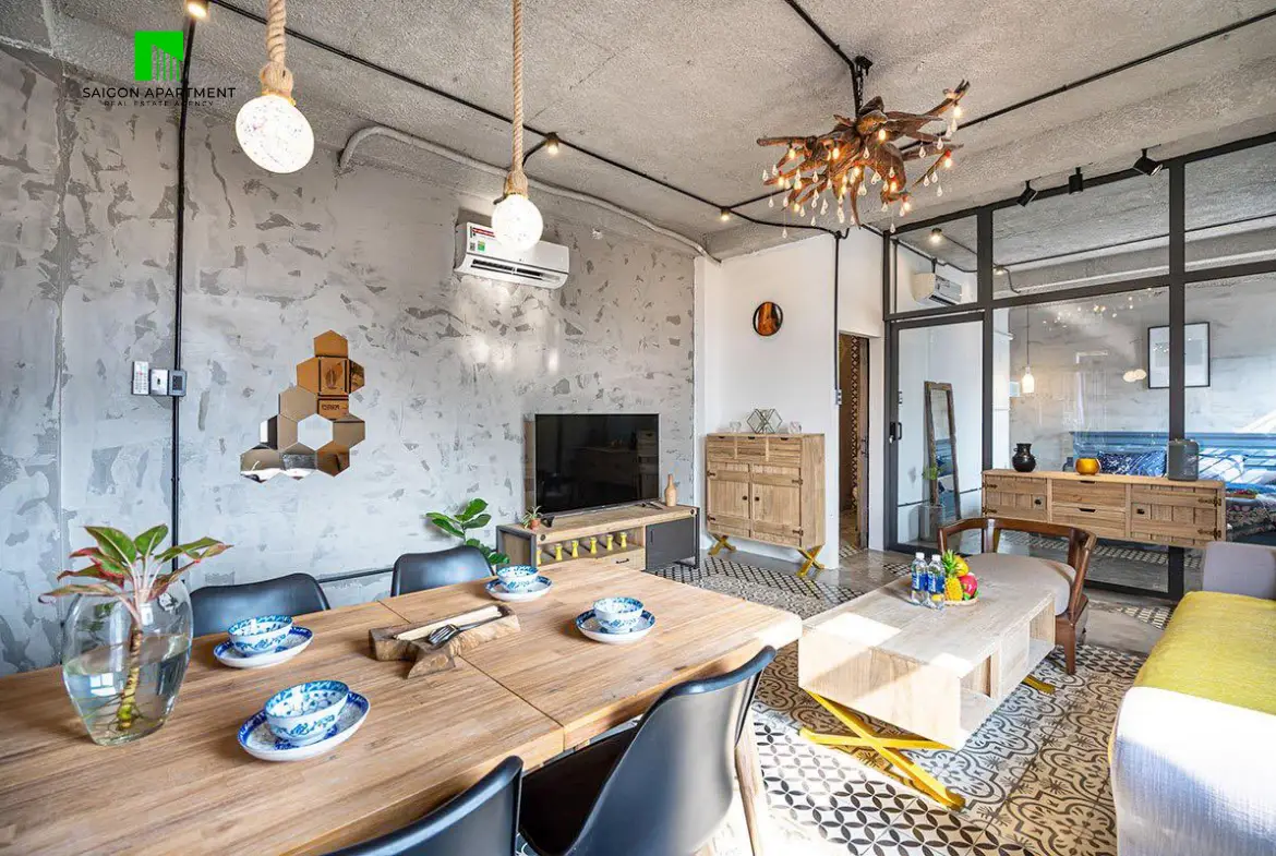 Industrial style serviced penthouse for rent in District 1