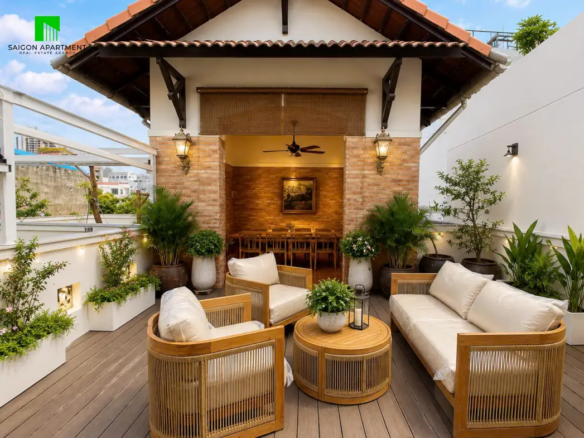 Modern Indochine 5 bedroom villa for rent in An Khanh Ward HCMC